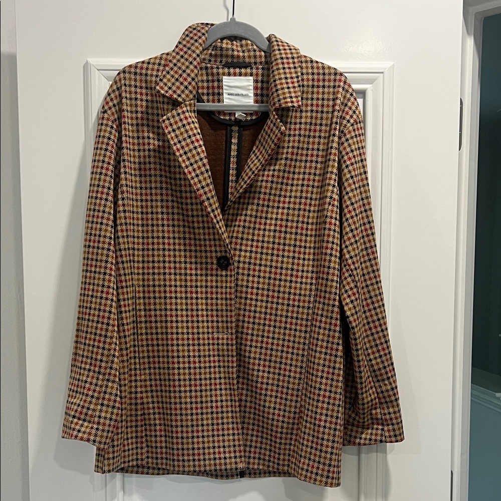 Avec Les Filles Checkered Blazer in Brown and Black